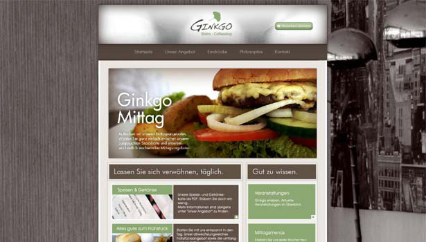 ein Bild der Startseite vom Ginkgo Bistro